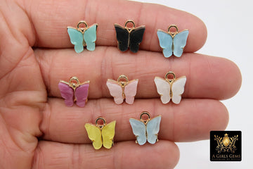 Butterfly Charms, 2 Pc Soft Pink and Fuchsia Resin Pearly Butterflies - A Girls Gems